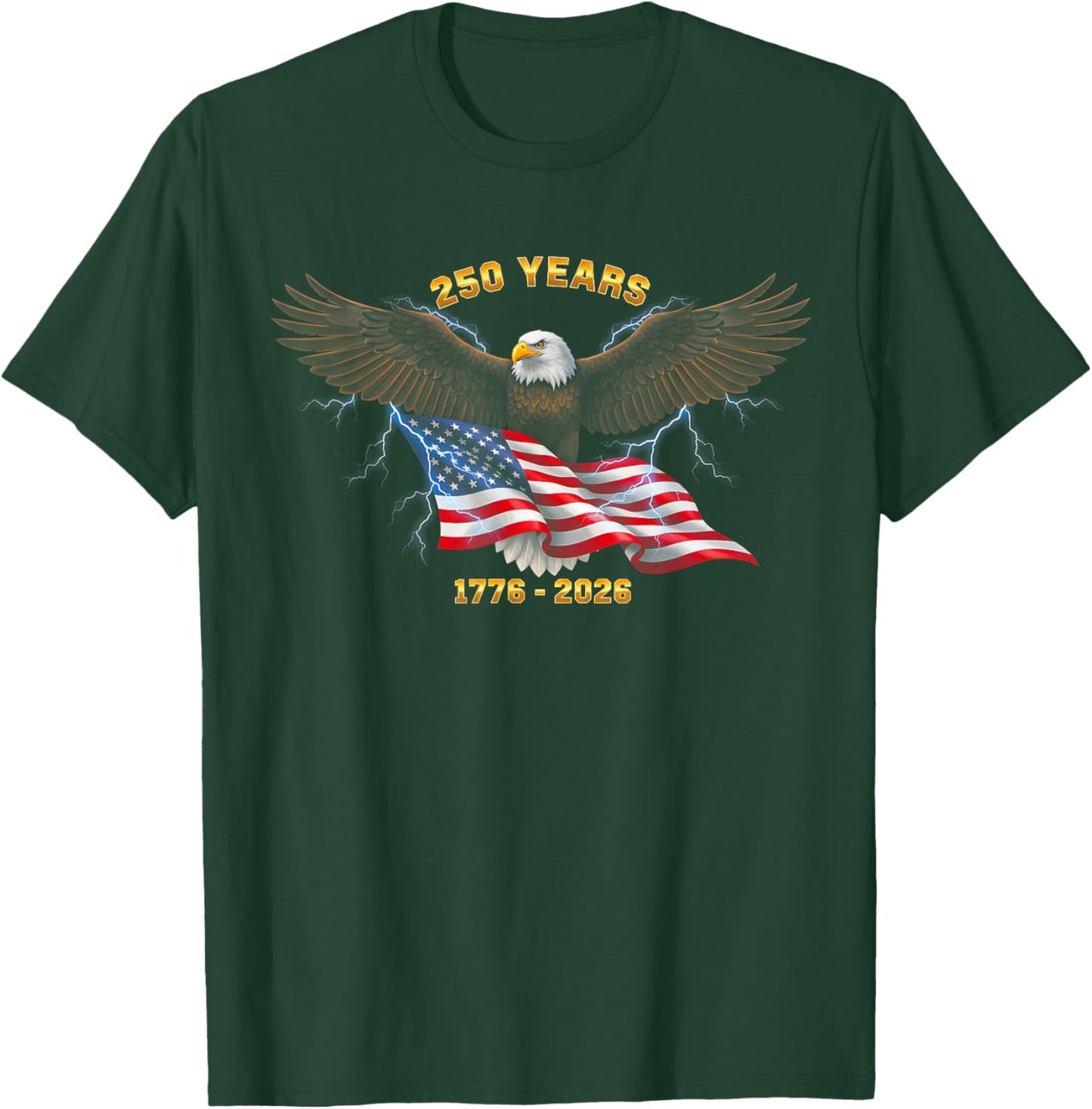 250th Birthday 250 Years USA 1776 2026 T-Shirt - T-Shirt | Forest