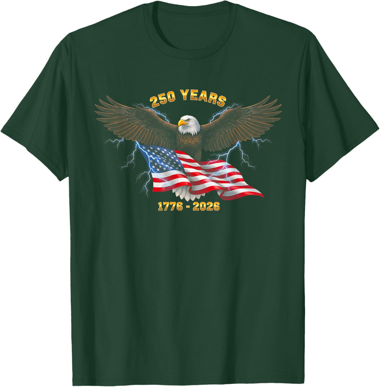 250th Birthday 250 Years USA 1776 2026 T-Shirt - T-Shirt | Forest