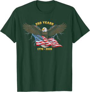 250th Birthday 250 Years USA 1776 2026 T-Shirt - T-Shirt | Forest