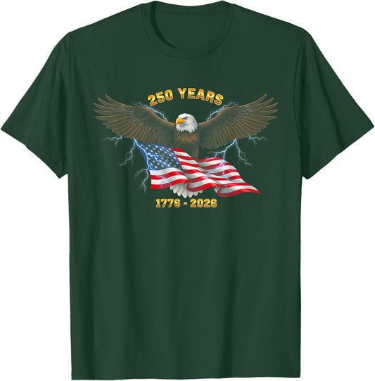 250th Birthday 250 Years USA 1776 2026 T-Shirt - T-Shirt | Forest