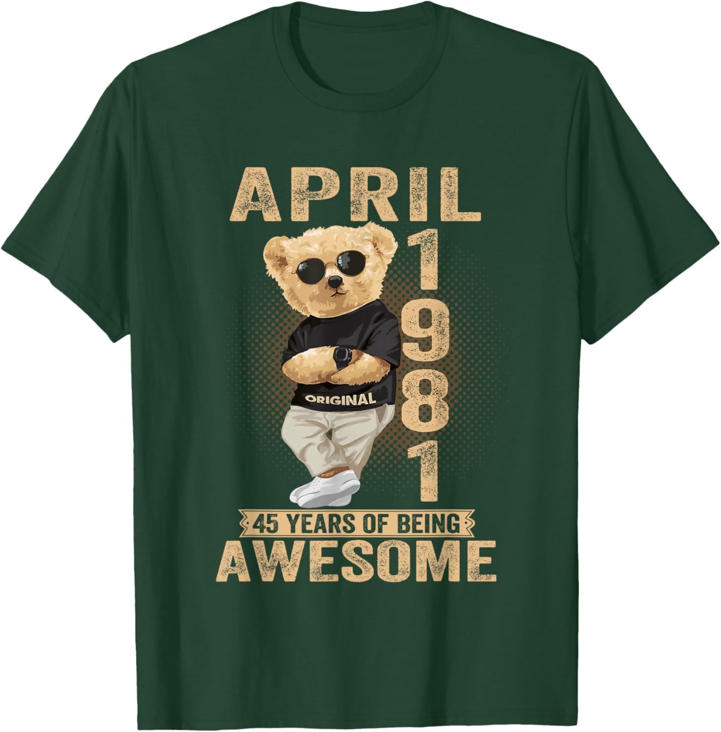 April 1981 45th Birthday 2026 Women 45 Years Teddy Bear T-Shirt - T-Shirt | Forest