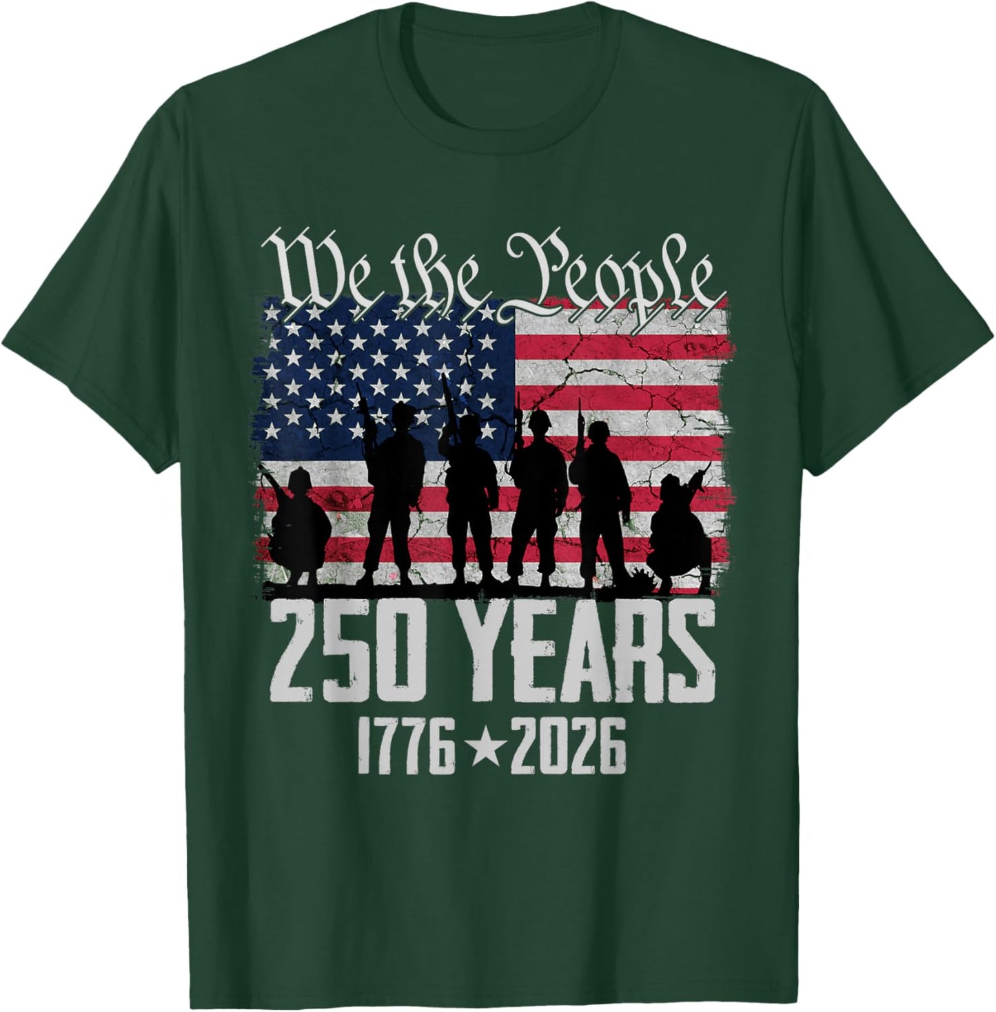 Flag Vintage 250 Years American 1776 2026 250th USA Birthday T-Shirt - T-Shirt | Forest