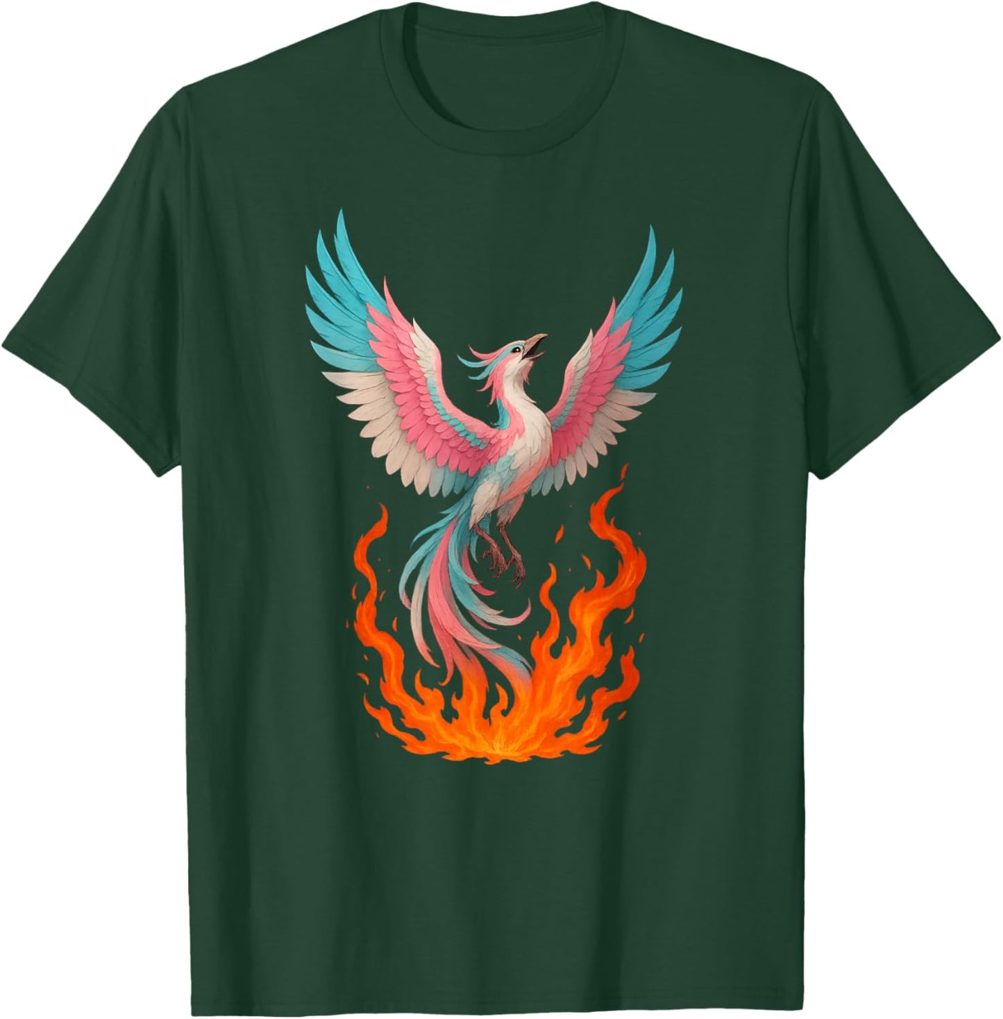 Transgender Phoenix Bird Trans Pride Flag Rising from Ashes T-Shirt - T-Shirt | Forest