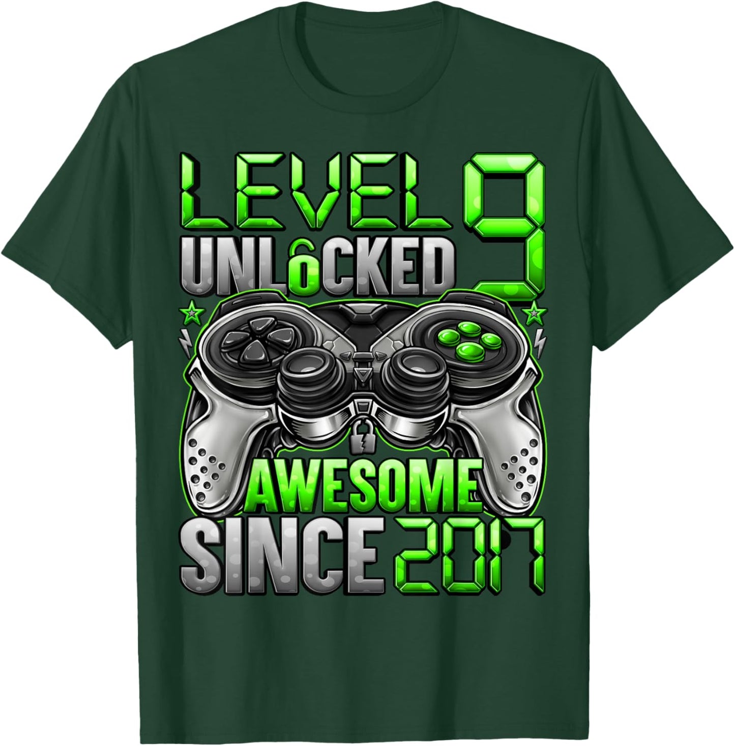 Level 9 Unlocked 9 Year Old Gifts for Boys 9th Birthday Boy T-Shirt - T-Shirt | Forest