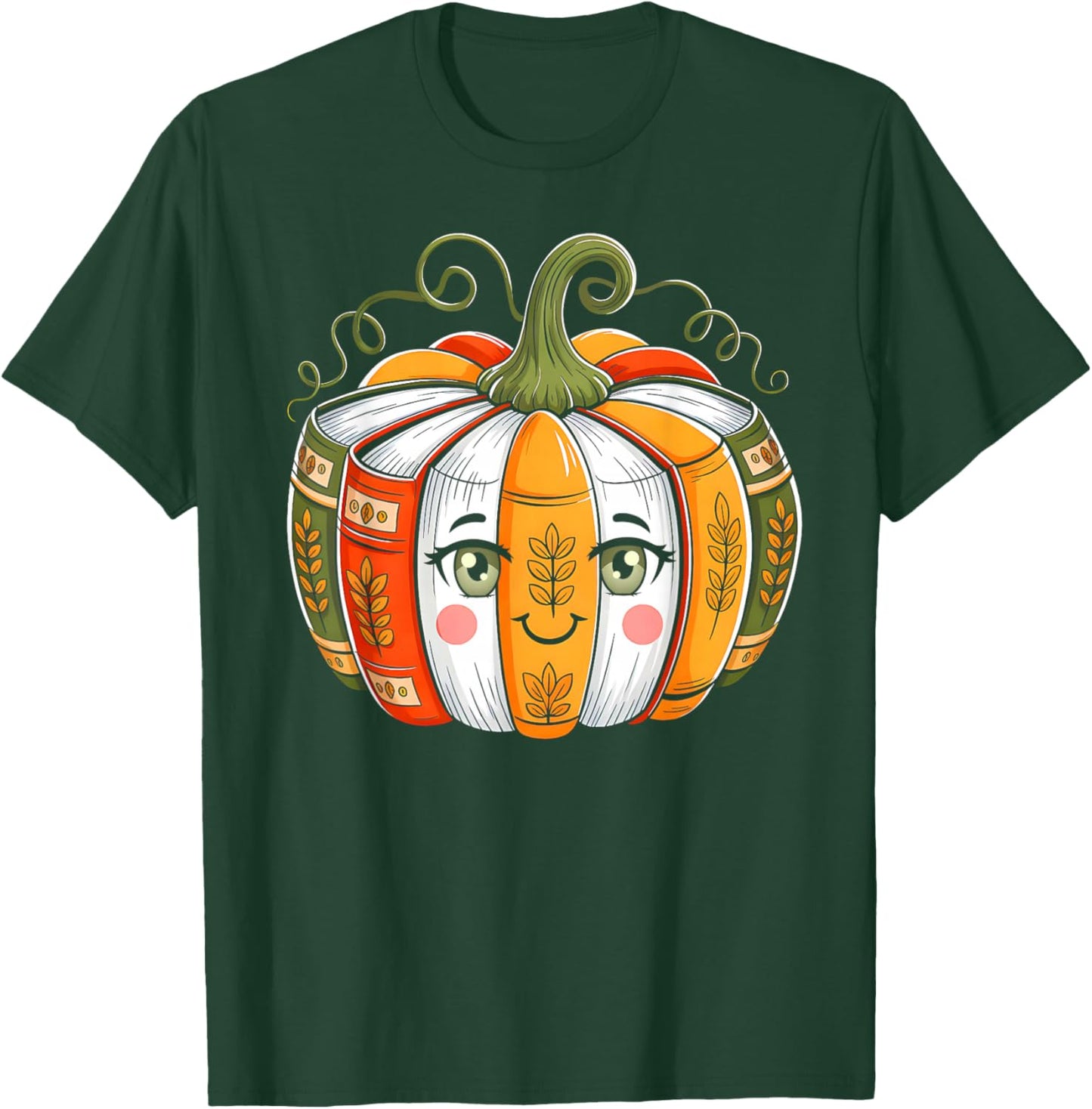 Fall Book Pumpkin Teacher Halloween Librarian Book Lovers T-Shirt - T-Shirt | Forest