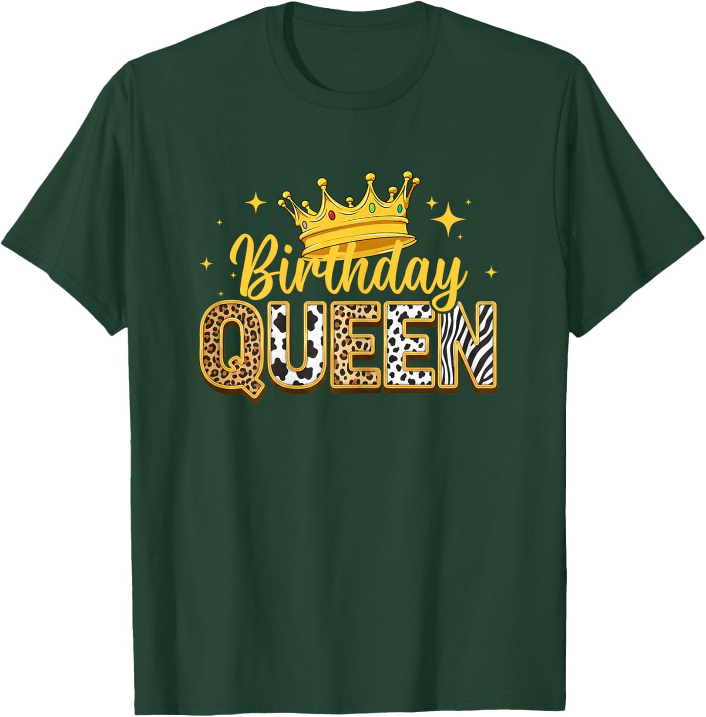 Birthday Queen Leopard Animal Lover Crown Birthday T-Shirt - T-Shirt | Forest