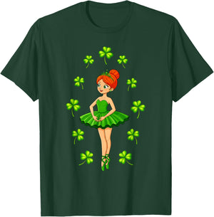 Cute Ballerinas Ballet Dancers St. Patrick's Day Girls Kids T-Shirt - T-Shirt | Forest