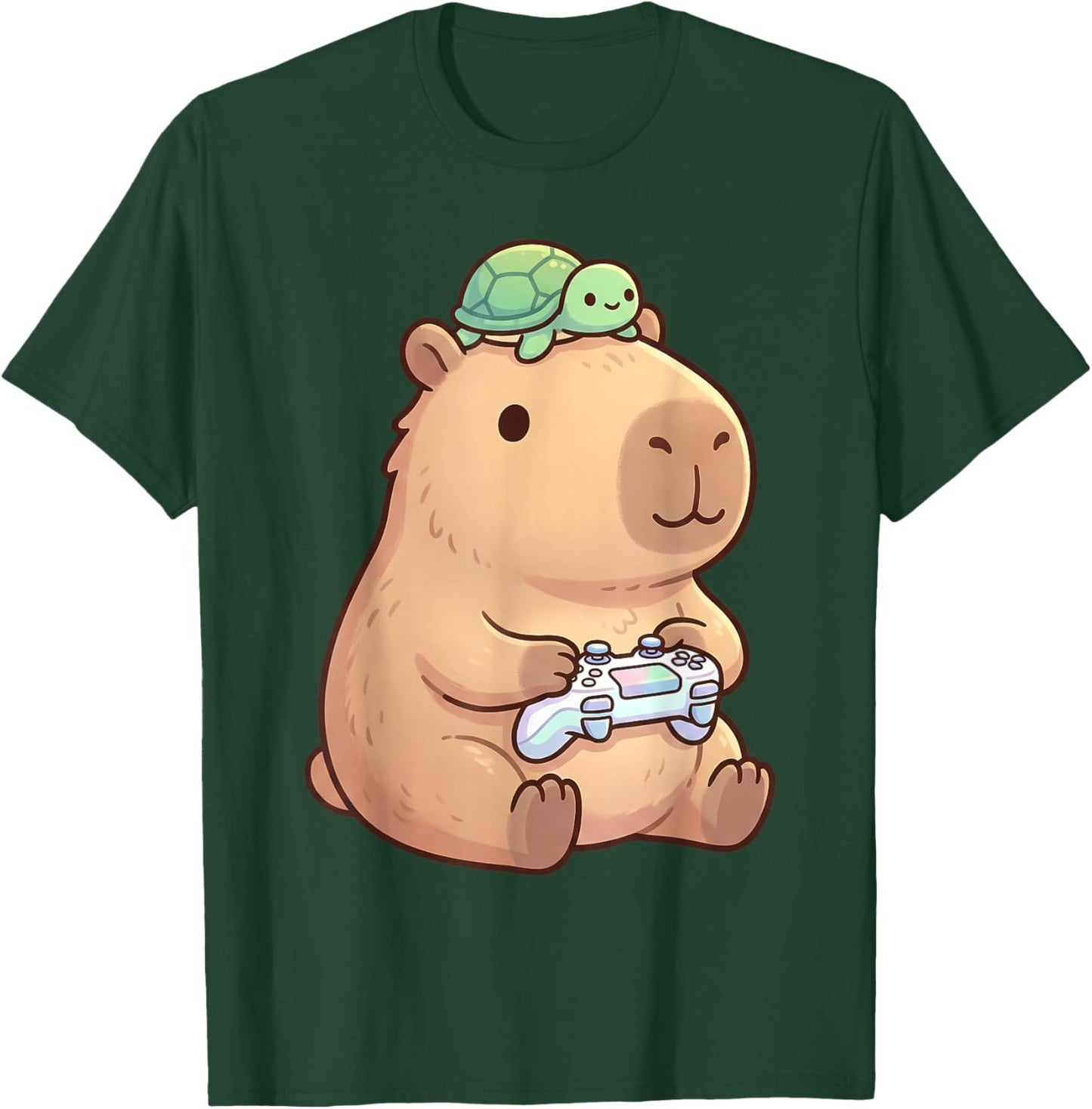 Cute Capybara Anime Gamer Turtle Funny Graphic Kawaii T-Shirt - T-Shirt | Forest