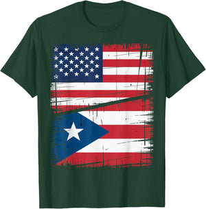 Puerto Rico USA Flag Puerto Rican American Design T-Shirt - T-Shirt | Forest
