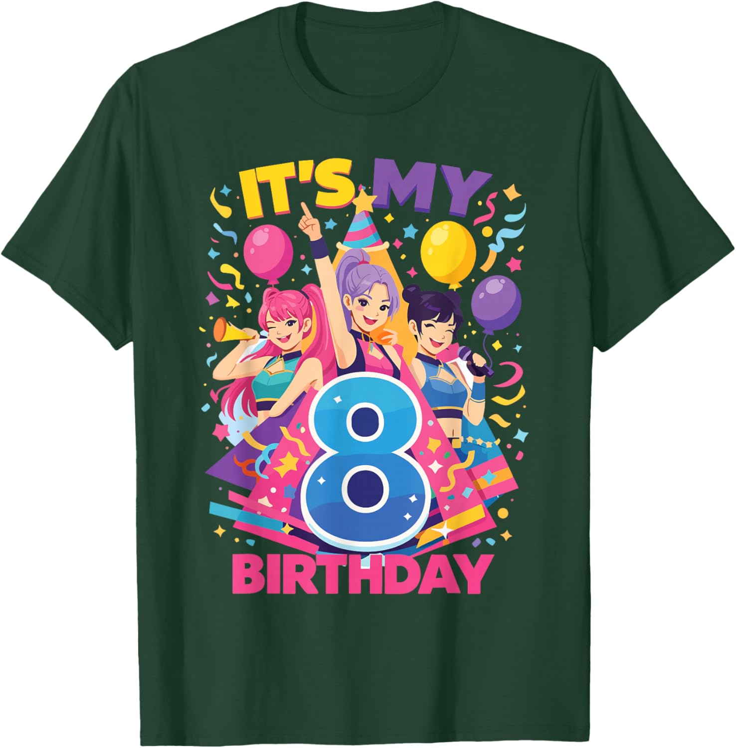 8 Years Old K-Pop Birthday Fun Design T-Shirt - T-Shirt | Forest