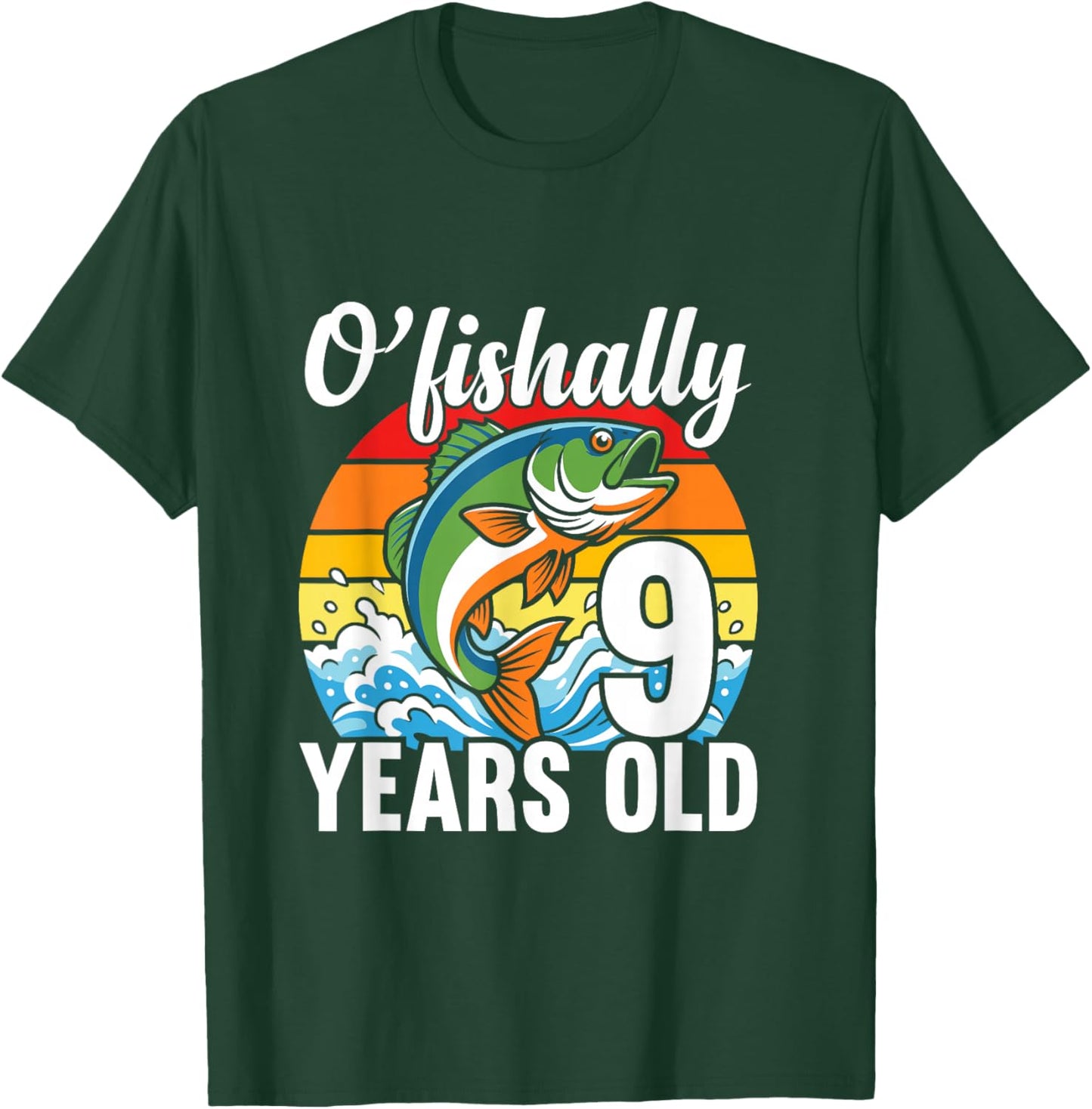 Ofishally 9 Years Old Fisherman 9th Birthday Party Fishing T-Shirt - T-Shirt | Forest