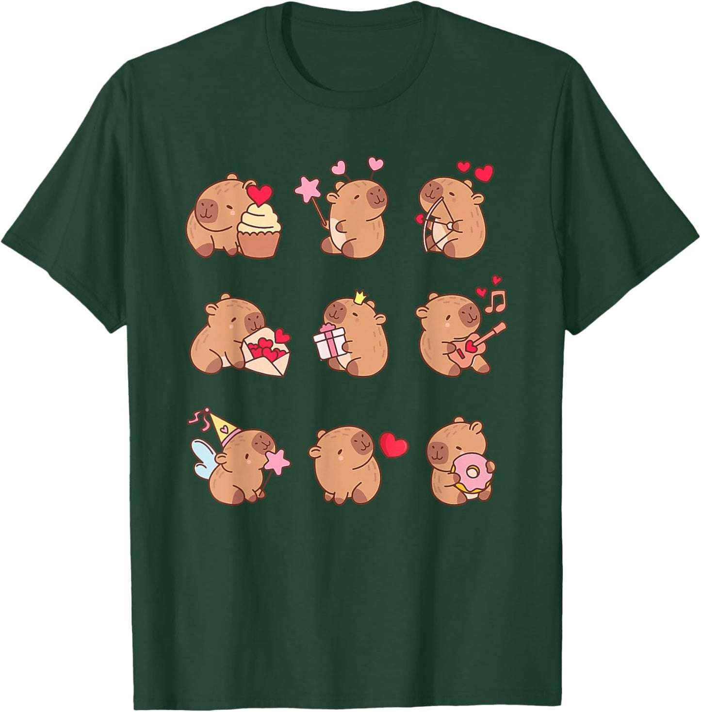 Super Cute Capybaras Girlie Capybara T-Shirt - T-Shirt | Forest