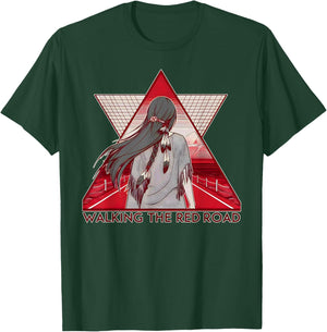 Walking The Red Road Native American Indian Spiritual Woman T-Shirt - T-Shirt | Forest