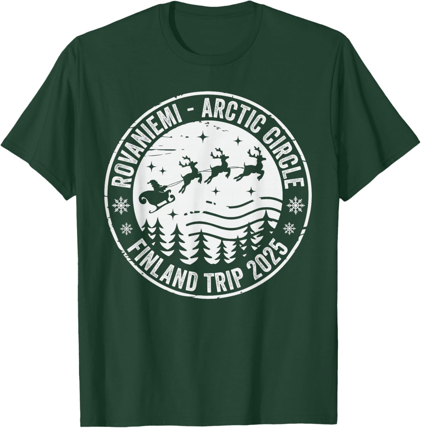 Rovaniemi Finland Trip 2025 Lapland Santa Claus Village T-Shirt - T-Shirt | Forest