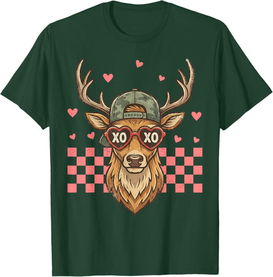 XOXO Valentine Buck Camo Deer Retro Hunting Boys Men Boy T-Shirt - T-Shirt | Forest
