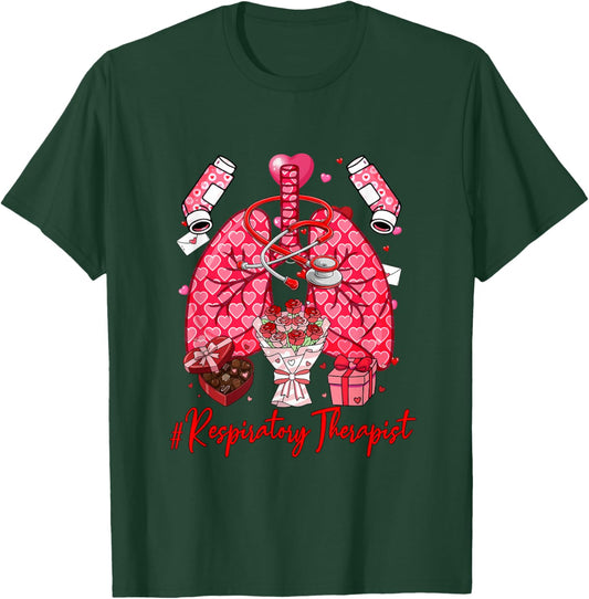 Respiratory Therapist Tools Hearts Flowers Valentine Single T-Shirt - T-Shirt | Forest