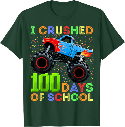 100 Days of School Monster Truck Boys 100th Day of School T-Shirt - T-Shirt | Forest