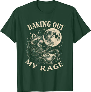 Funny Feral Raccoon Baking Out My Rage - Baking T-Shirt - T-Shirt | Forest