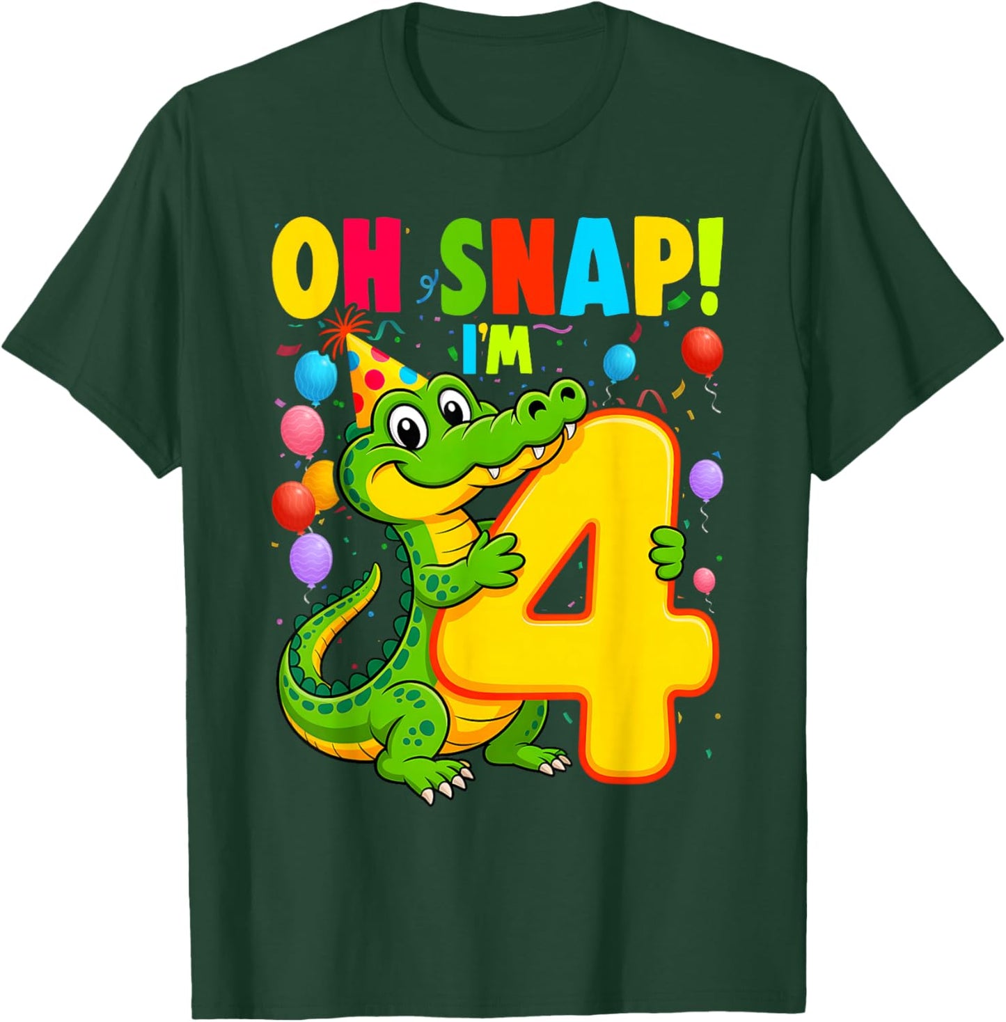 4 Year Old Alligator Birthday Crocodile Gator 4th T-Shirt - T-Shirt | Forest