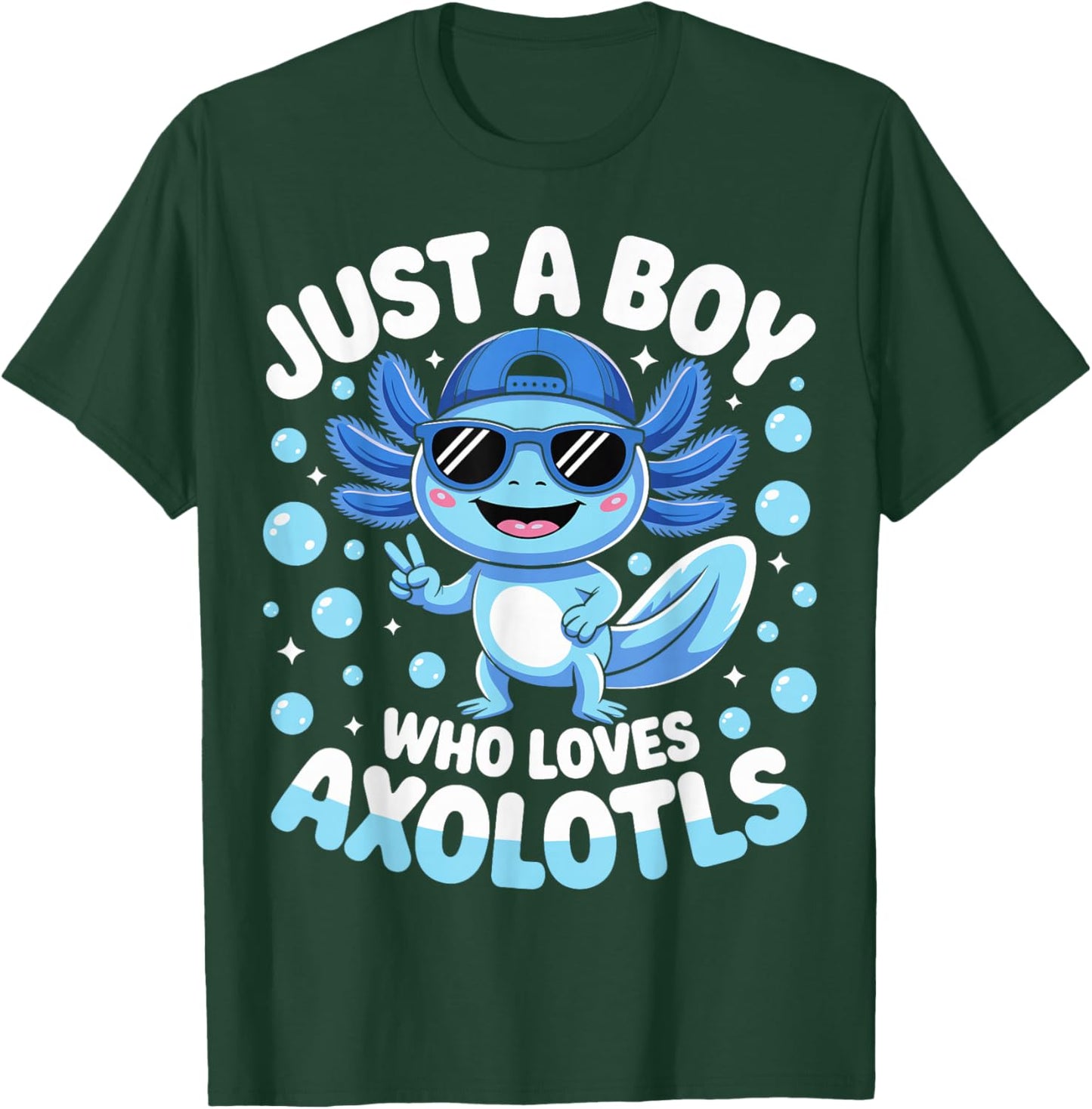 Just A Boy Who Loves Axolotls Cute Axolotl Kids Boys T-Shirt - T-Shirt | Forest