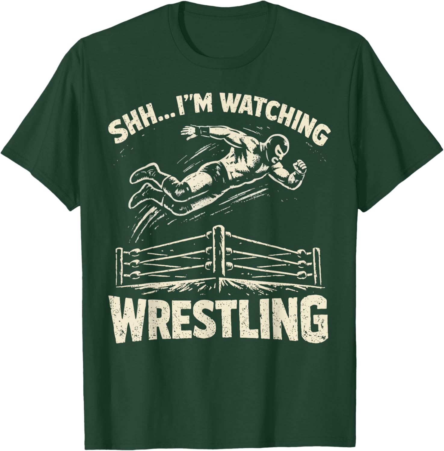 Watching Wrestling Funny Wrestling Fan Men Women Kids T-Shirt - T-Shirt | Forest