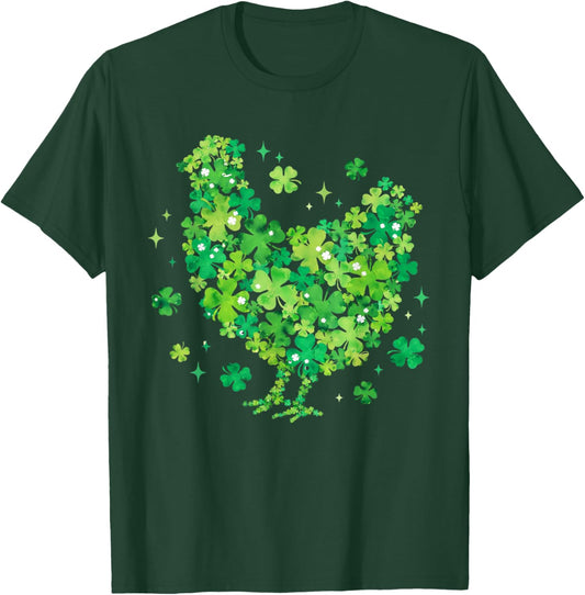 Lucky Chicken St Patrick Day Shirt Chicken Mom Shamrock Hen T-Shirt - T-Shirt | Forest