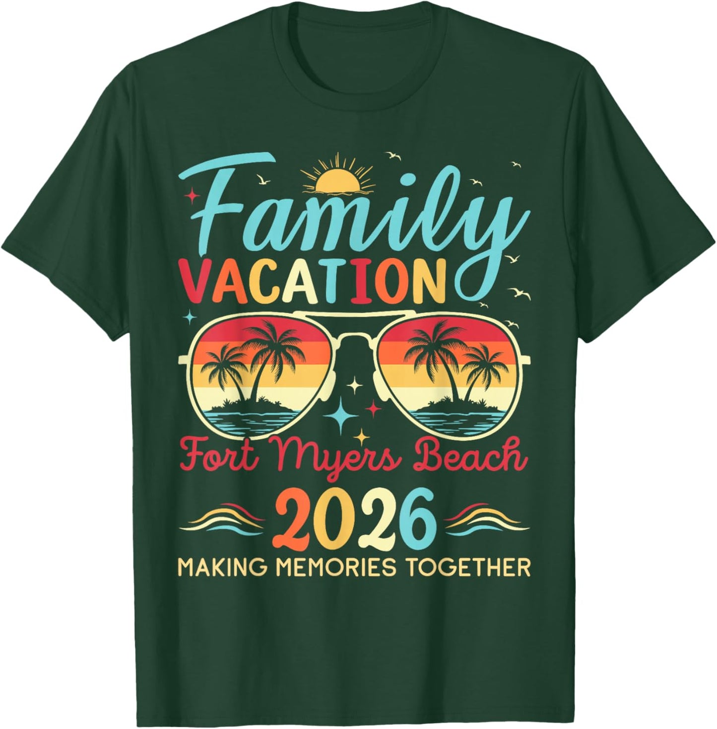 Fort Myers Beach Florida Family Vacation 2026 Matching Trip T-Shirt - T-Shirt | Forest