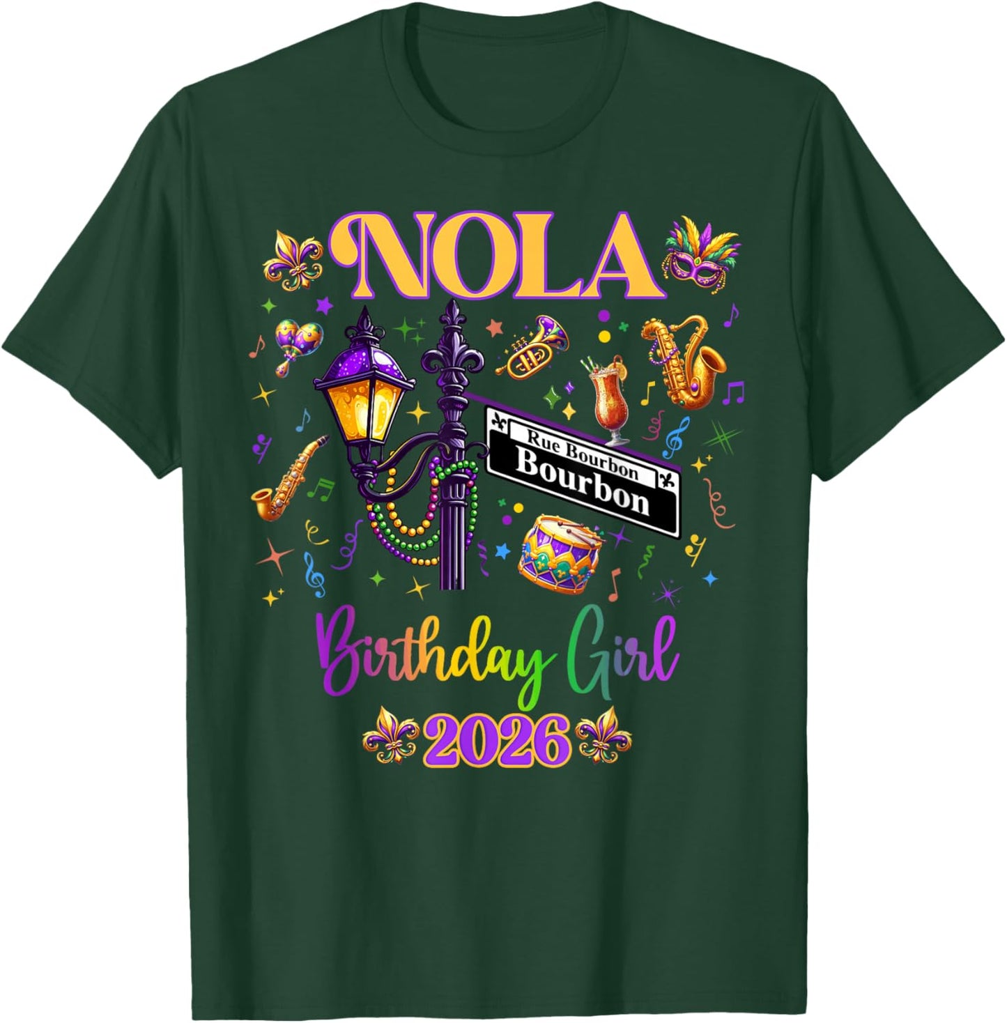 New Orleans Nola 2026 Girls' Birthday Bachelorette T-Shirt - T-Shirt | Forest