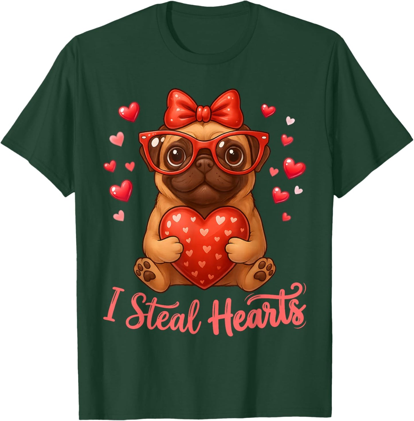 Pug Valentines Day Dog Lover Heart T-Shirt - T-Shirt | Forest