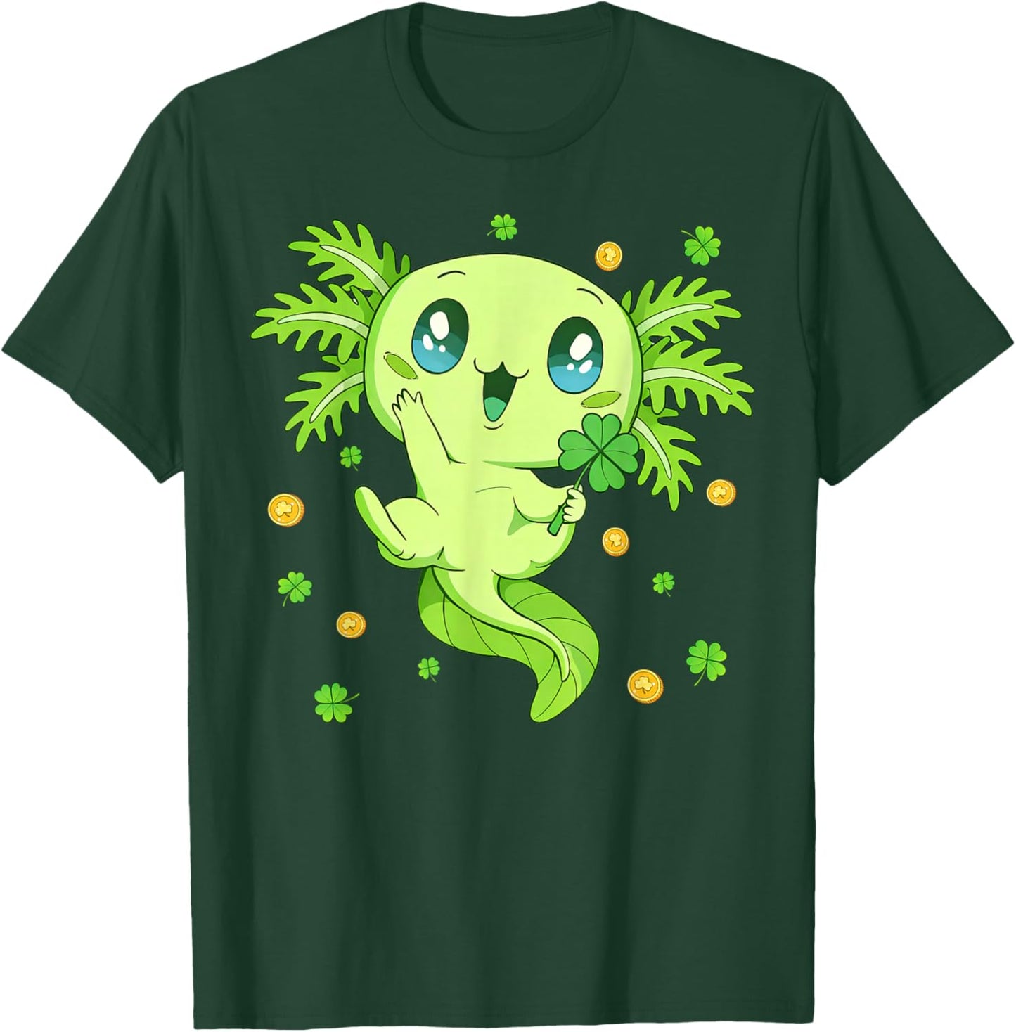 Axolotl Saint Patricks Day Boys Girls Axolotl St Patrick T-Shirt - T-Shirt | Forest