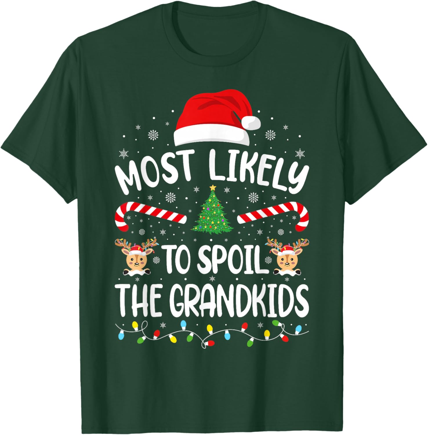Most Likely to Spoil The Grandkids Family Matching Xmas Tree T-Shirt - T-Shirt | Forest