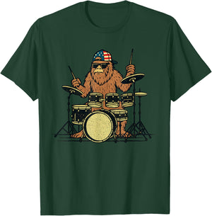 Sasquatch Drummer Vintage Funny Drum T-Shirt - T-Shirt | Forest