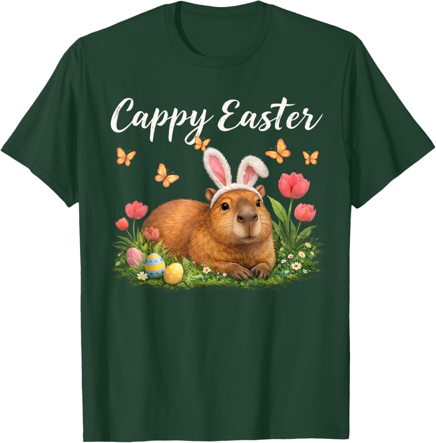 Funny Cappy Easter Capybara Easter Bunny Men Women Kids T-Shirt - T-Shirt | Forest