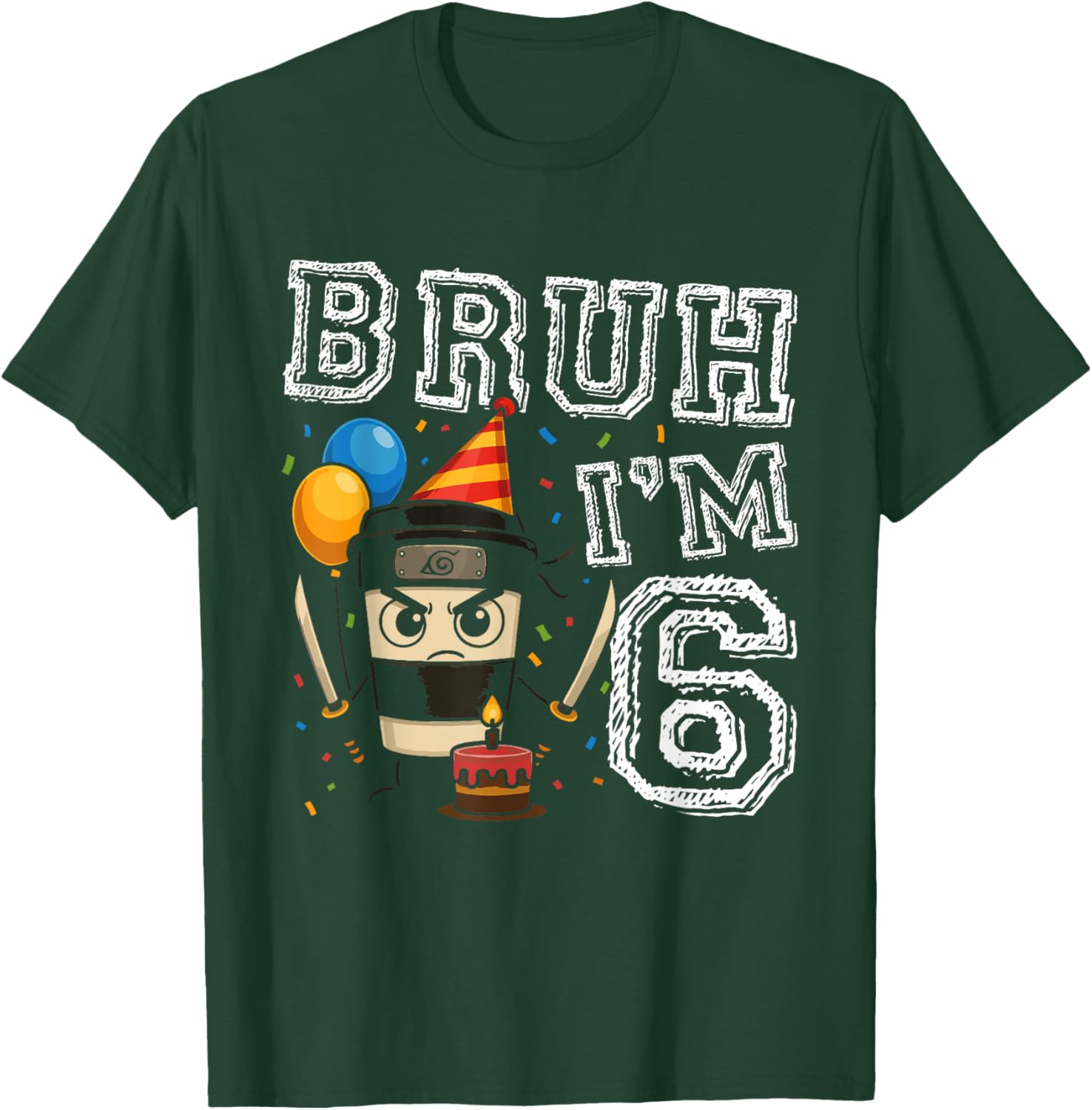 Cappuccino Assassino Bruh I'm 6 Age 6th Kids Boys Girls T-Shirt - T-Shirt | Forest