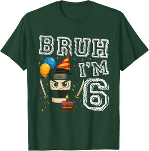 Cappuccino Assassino Bruh I'm 6 Age 6th Kids Boys Girls T-Shirt - T-Shirt | Forest