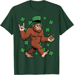 St Patricks Day Bigfoot Rocker Sasqutach Paddys Men Boys Kid T-Shirt - T-Shirt | Forest