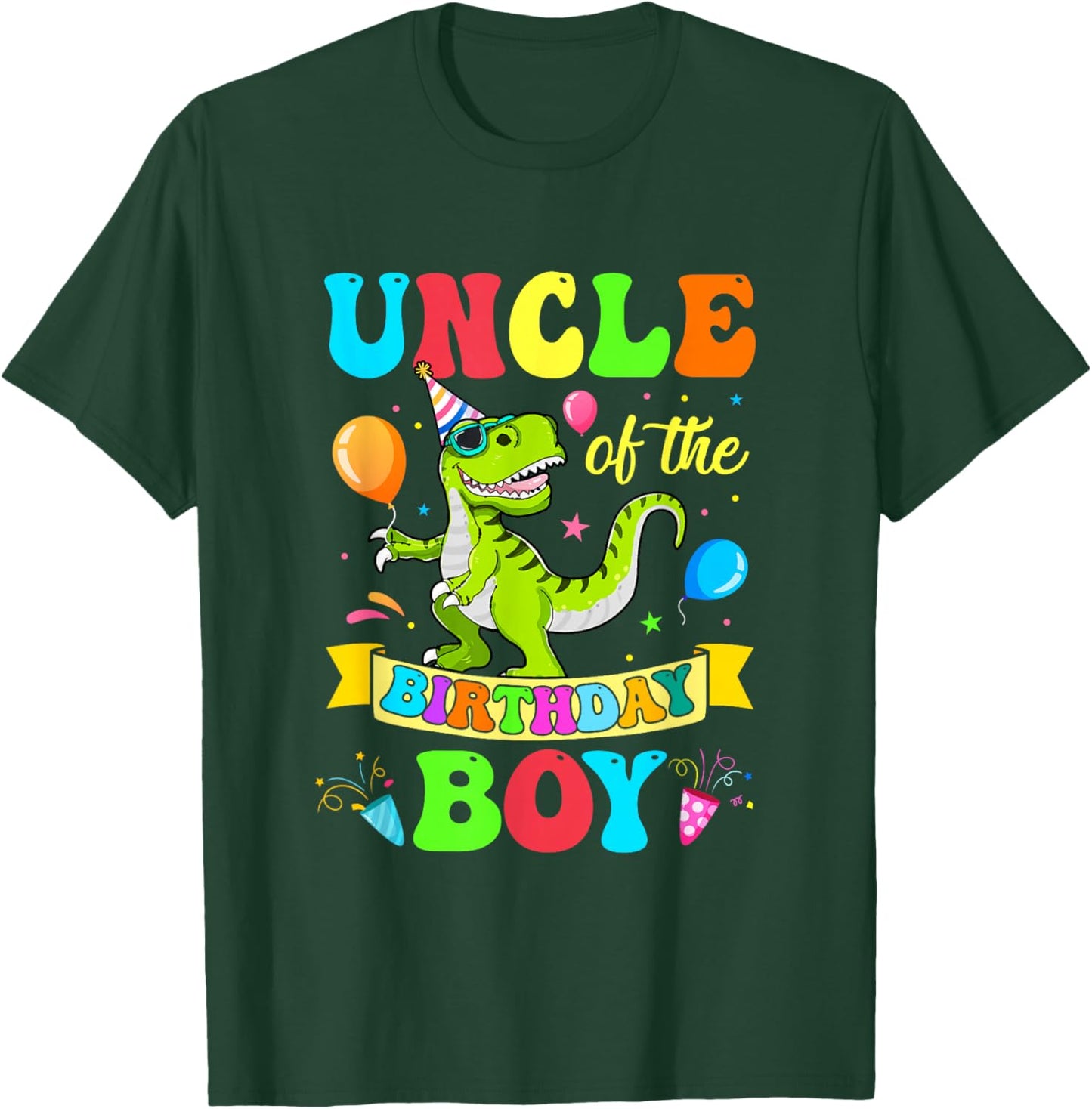 Uncle of The Birthday Boy T-Rex Dinosaur Birthday T-Shirt - T-Shirt | Forest