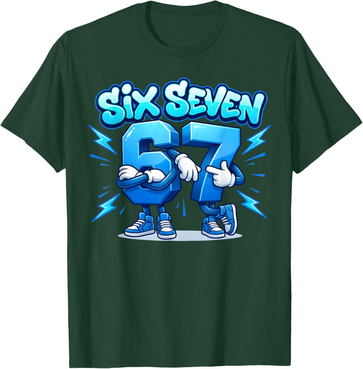 Six Seven 67 Meme Brainrot Blue Kids Women Men Boys T-Shirt - T-Shirt | Forest