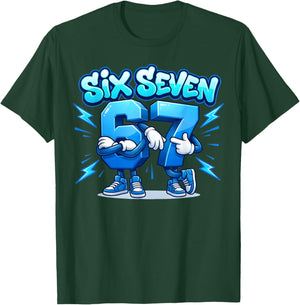 Six Seven 67 Meme Brainrot Blue Kids Women Men Boys T-Shirt - T-Shirt | Forest