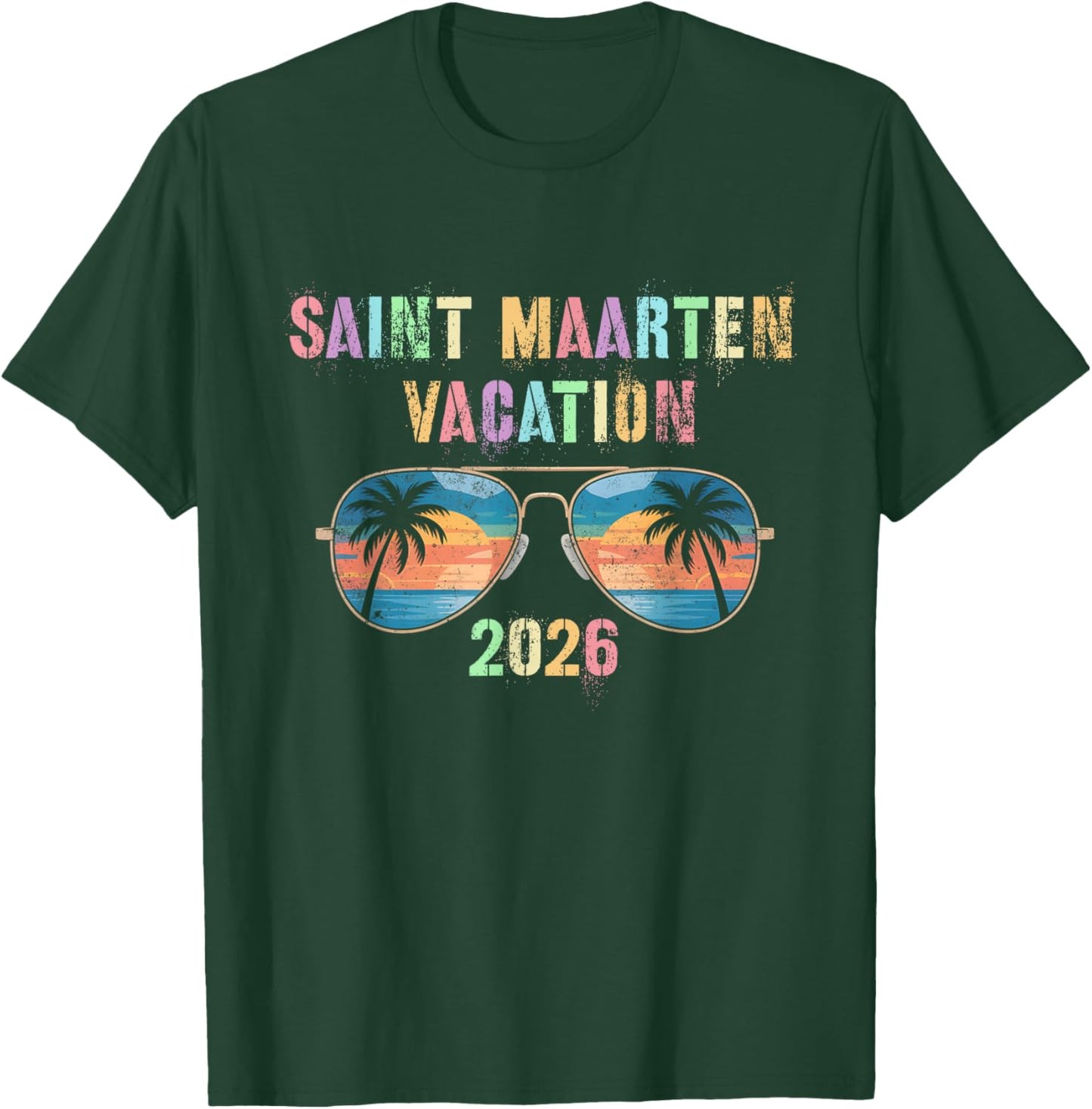 Vintage Saint Maarten Vacation 2026 Trip Beaching Vacay T-Shirt - T-Shirt | Forest