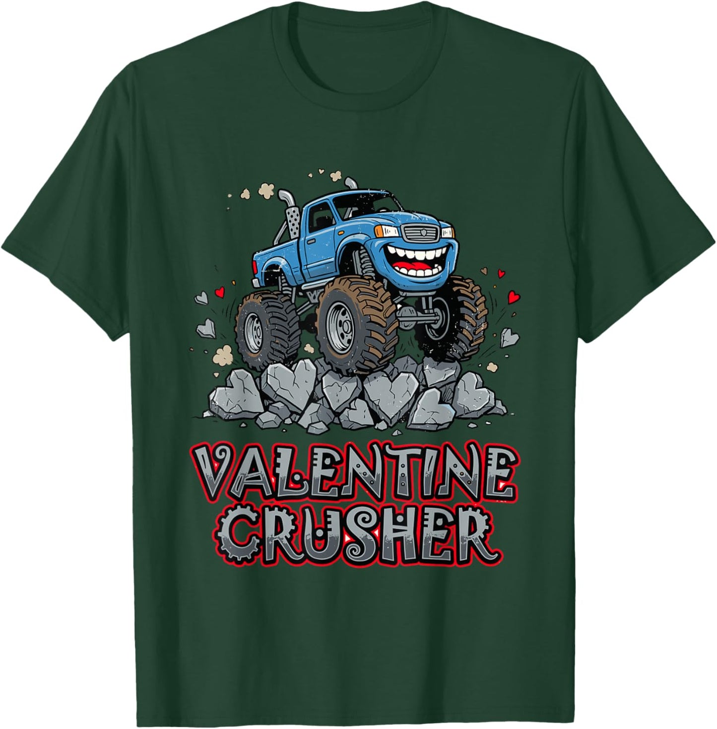 Valentine Crusher Monster Truck for Kids Boys Valentines T-Shirt - T-Shirt | Forest