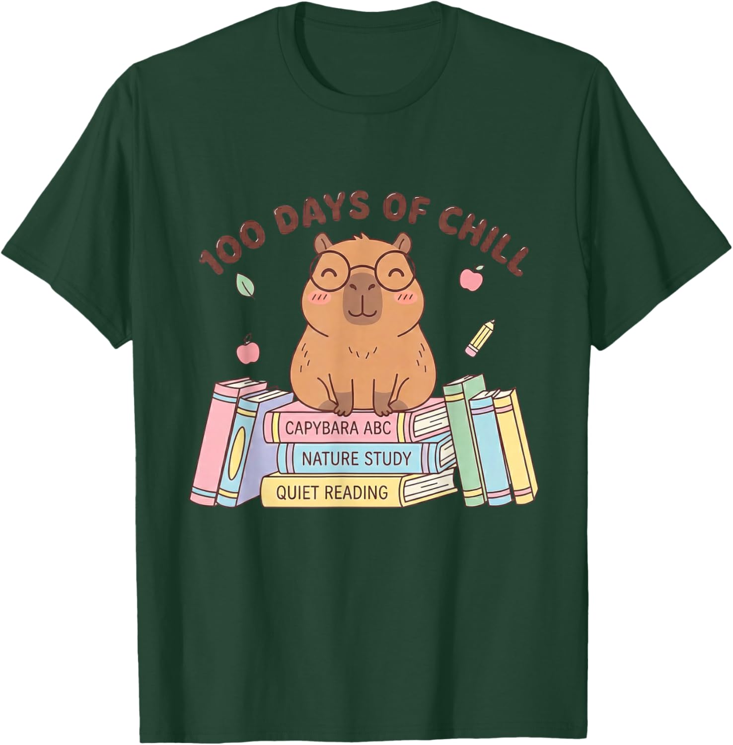 100 Days of Chill Capybara 100 Days of School Teacher Kids T-Shirt - T-Shirt | Forest