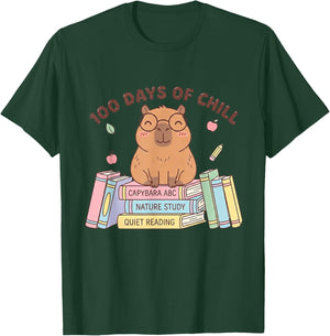 100 Days of Chill Capybara 100 Days of School Teacher Kids T-Shirt - T-Shirt | Forest