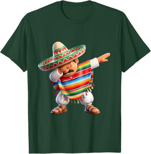 Mexican Boy Dabbing Poncho Cinco de May Men Woman T-Shirt - T-Shirt | Forest