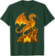 Golden Fire Dragon Fantasy Mythical Creature Mountain Art T-Shirt - T-Shirt | Forest