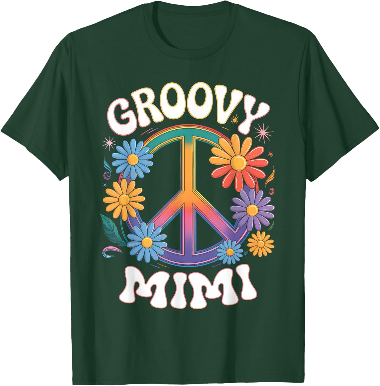 Groovy Mimi Floral Hippie Funny Mother's Day Mom Women T-Shirt - T-Shirt | Forest