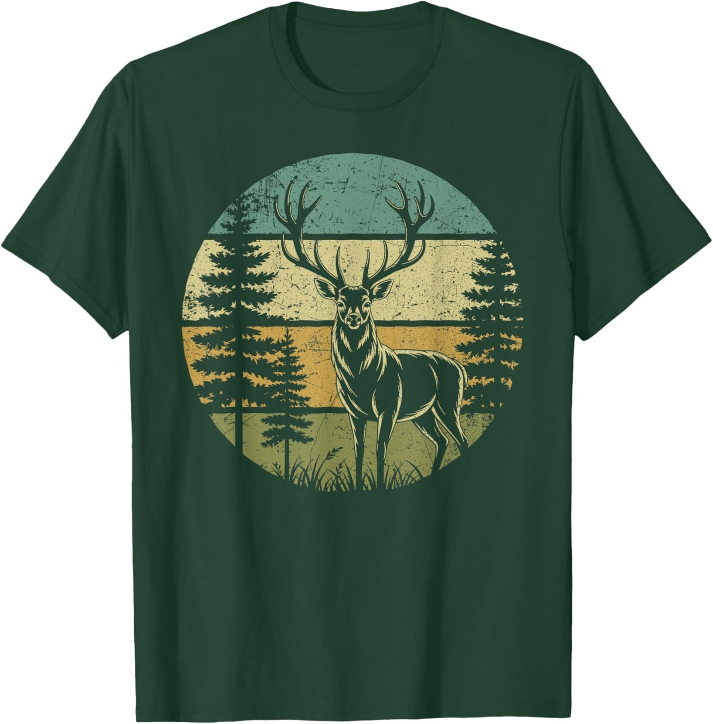 Retro Forest Deer Outdoors Nature Women Men Vintage Graphic T-Shirt - T-Shirt | Forest