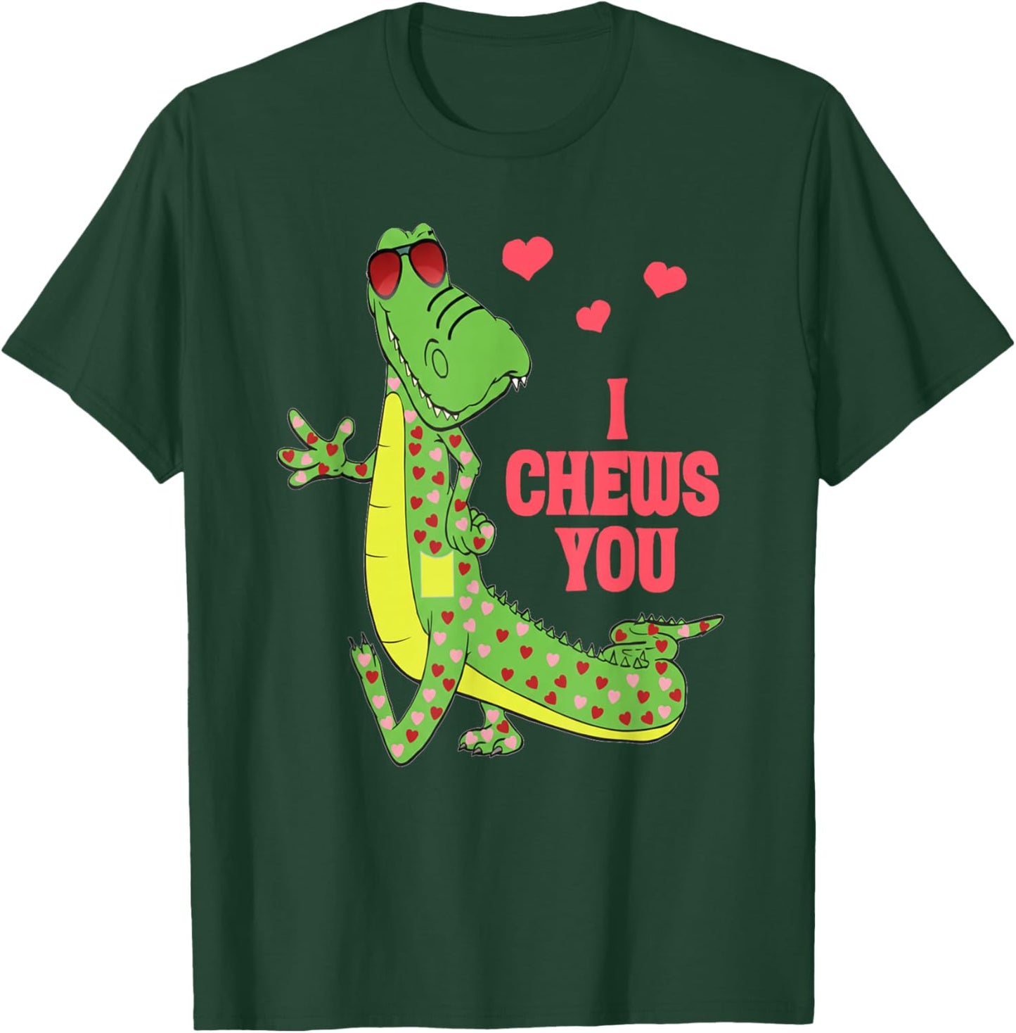I Chews You Cute Valentine Alligator Love Design T-Shirt - T-Shirt | Forest