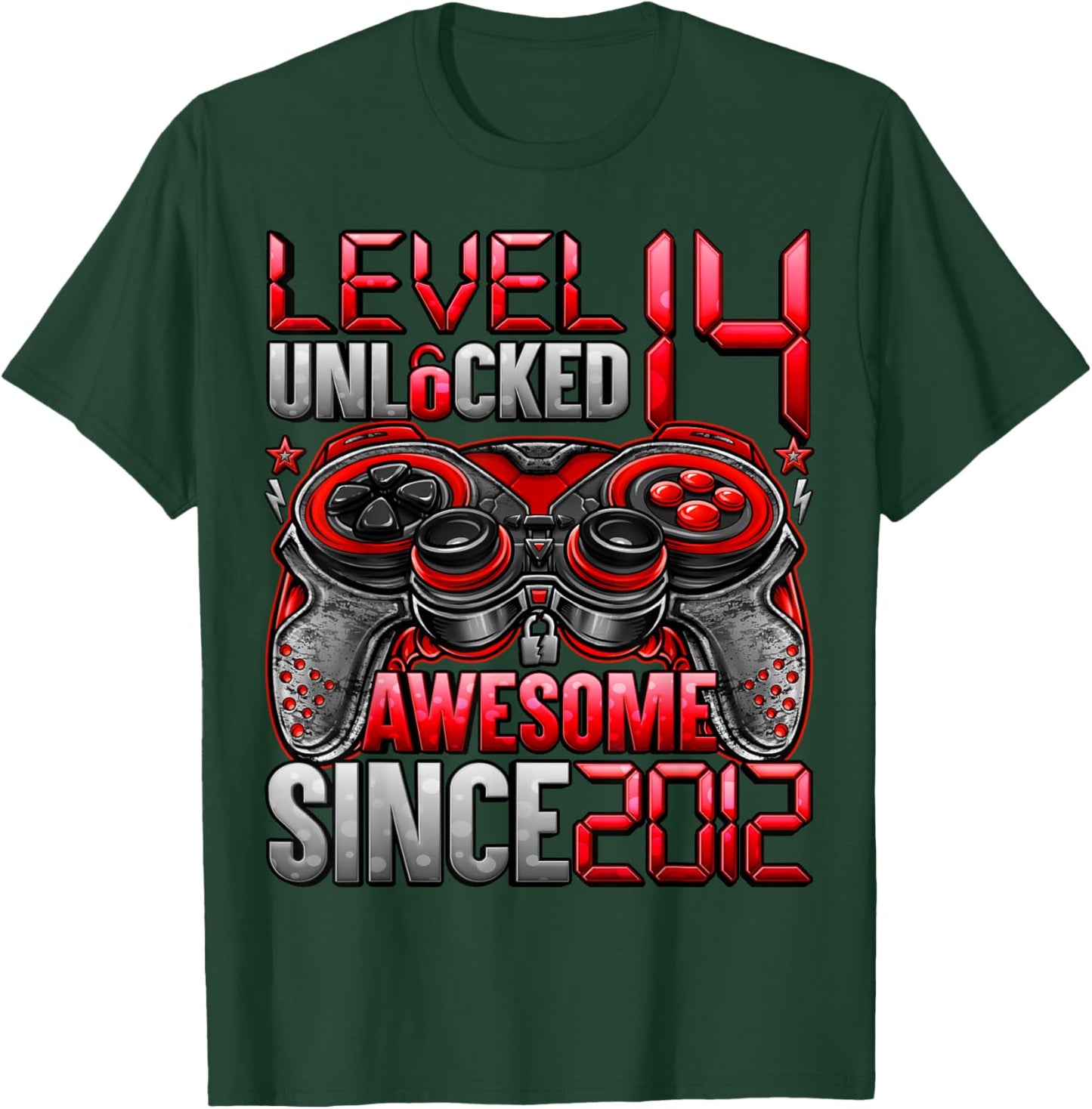 Level 14 Unlocked 14 Year Old Gifts Boys 14th Birthday Boy T-Shirt - T-Shirt | Forest