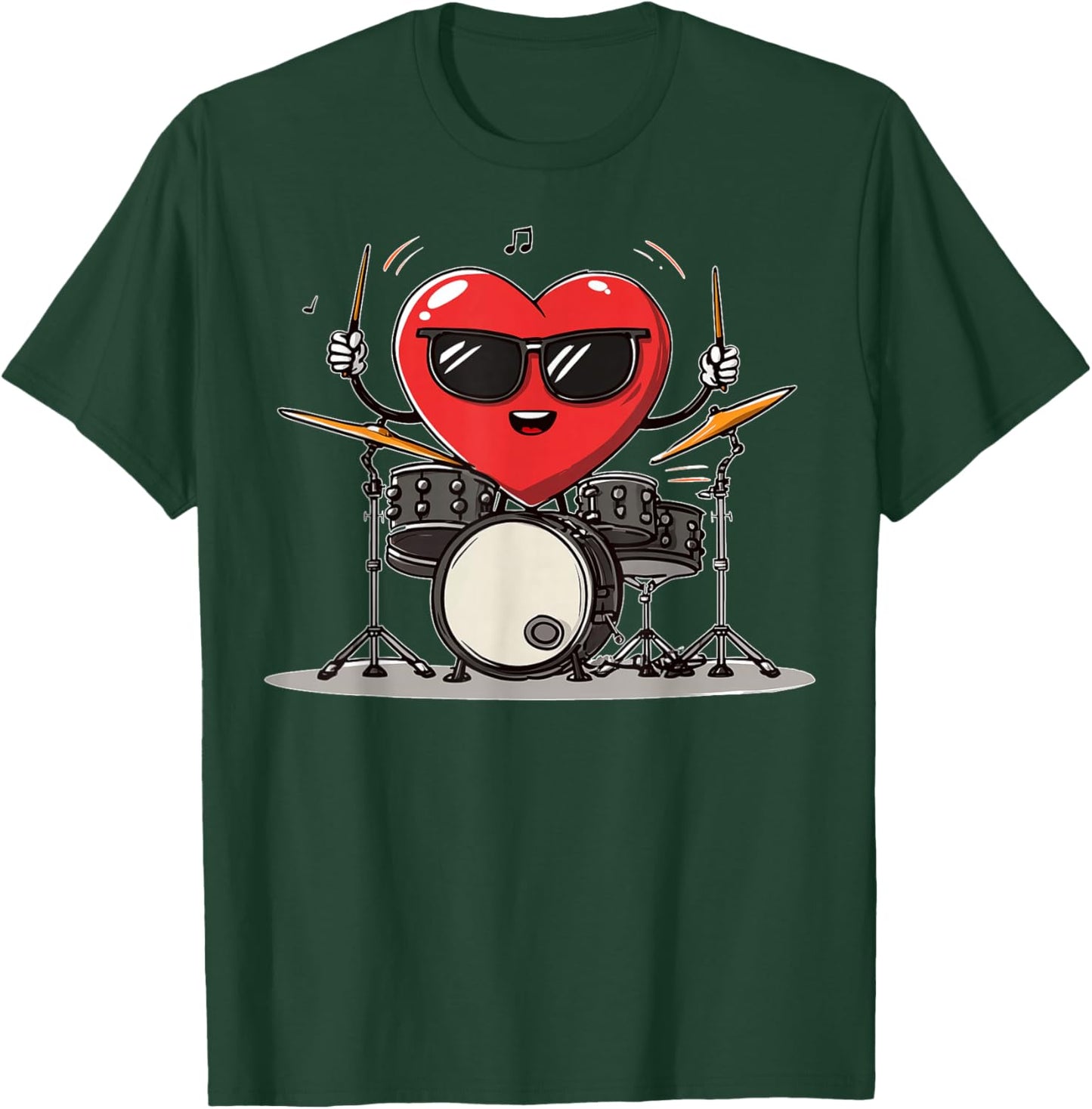 Drum Heart Drummer Valentine's Day Sunglasses T-Shirt - T-Shirt | Forest